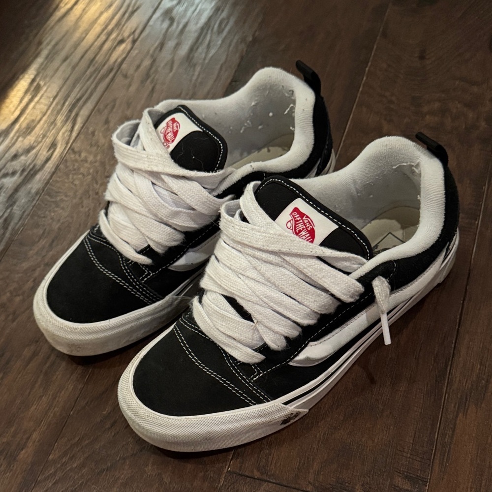 Vans Kids Black and White Low-Top Skate Shoes
